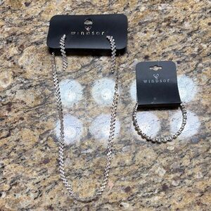 Windsor Shimmering Silver Necklace and Bracelet Set